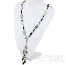 Y Shape Pearl Crystal and Serpentine Jade Necklace