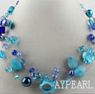 hot new style 17.7 inches blue crystal and shell necklace