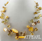 горячий новому стилю 17.7 дюймов желтый кристалл и ожерелье