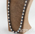 29,5 inches 10-11 mm vita och svarta sötvatten pärla halsband