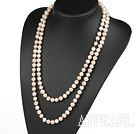 moda stil lung 47.2 inchi 9-10mm alb şi roz colier de perle