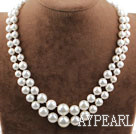 Deux lignes blanches Seashell collier de perles forme de tour