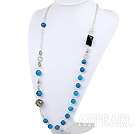 des bijoux de métal chaud agate bleue et un collier de charme bille métallique