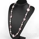 31.5 inches round and heart shape rose quartze necklace