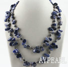 39.4 inches long style sodalite and pearl necklace