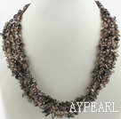 17.7 inches multi strand finely carved smoky quartze necklace with gem clasp