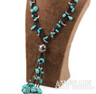 Assorted Turquoise Y Shape Necklace with Black Glass Beads
