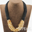 Bold style multi strand citrine necklace