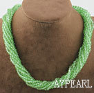 17,7 inches multi strand ljusgrön kristall halsband med magnetlås