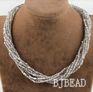 Multi Strand Gray Konstgjort Crystal Halsband med Big magnetlås