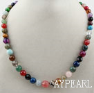 Assorted Multi Color Multi Stone Graduated Beaded Necklace