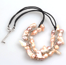 New Arrival Pink Violet Color Teeth Shape Pearl Necklace with Lobster Clasp