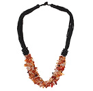 Multi Strands Natural Color Agate Chips Necklace with Black Thread
