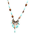 Turquoise and Tiger Eye Necklace with Bronze Chain