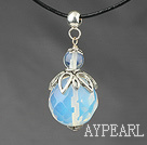 Classic Design Faceted Opal Crystal Pendant Necklace