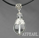 Classic Design Round White Crystal Pendant Necklace