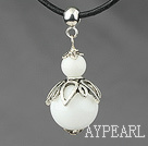 Classic Design White Stone Pendant Necklace with Adjustable Chain