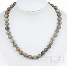 Fashion 10Mm Flashing Stone Beaded Strand Necklace With Peanut Magnetic Clasp