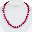 Classic Design 10mm Round Faceted Rose Red Agate Perlen Halskette