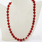 Classic Design 10mm Round Faceted Carnelian Beaded Necklace