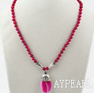 Rosy Red Agate Necklace with Lobster Clasp