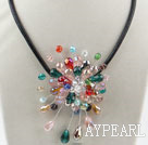 Assorted Multi Color Crystal Flower Necklace