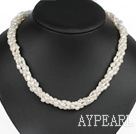 Klassisk design fyra delar vita sötvatten Pearl och White Crystal Necklace