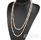 Long Style White Pink Purple Color Freshwater Pearl Beaded Necklace