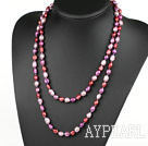 Lange Ausführung purpurrote Farbe Süßwasser-Zuchtperlen Perlen Halskette