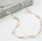 Классический дизайн розовые пресноводные жемчужины Жестяной кубок ожерелье с застежкой омар