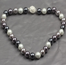 Простой дизайн оливкового цвета австрийских кристаллов Баклажаны Форма ожерелье с кожаной цепи