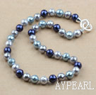Clssic Design 10mm Faceted Round Three Different Color Seashell Beaded Necklace
