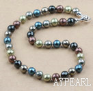 Clssic Design-12mm facettiert rund Assorted sechs verschiedenen Farbstellungen Seashell Perlen Halskette