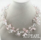 Diverse klar kristall och rosa Crystal Halsband