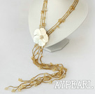 fashion citrine and shell flower long necklace
