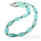 17.5 inches fashion pearl and blue jade necklace
