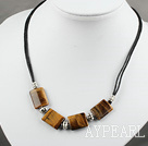 Wonderful Simple Style Square TigerS Eye Black Threaded Necklace