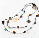 fashion long style multi color stone necklace 