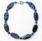 17.5 inches 10*46mm blue agate necklace with moonlight clasp