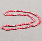 Simple Fashion Long Style Natural Watermelon Red Baroque Pearl Necklace