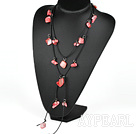 perle rouge and et shell necklace collier de coquillages