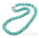 17.5 inches 10mm blue turquoise beaded necklace with moonlight clasp