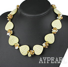 18 inches pearl crystal and lemon stone necklace with moonlight clasp