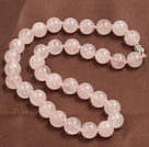 Klassisk design 12mm Fasett Rose Quartz pärlstav halsband