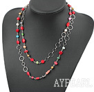 fashion long style pearl and red coral necklace