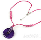 simple and fashion natual purple agate necklace with extendable chain