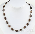 17.5 inches white pearl and dropped shape smoky quartz necklace with toggle clasp