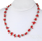 18 inches single strand red coral necklace with toggle clasp