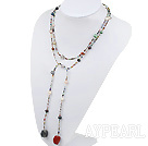 i colored pearl long style farbige Perle lange Stil necklace Halskette