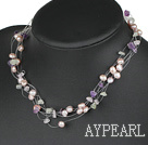 color stone Perle und mutil Farbe Stein necklace Halskette